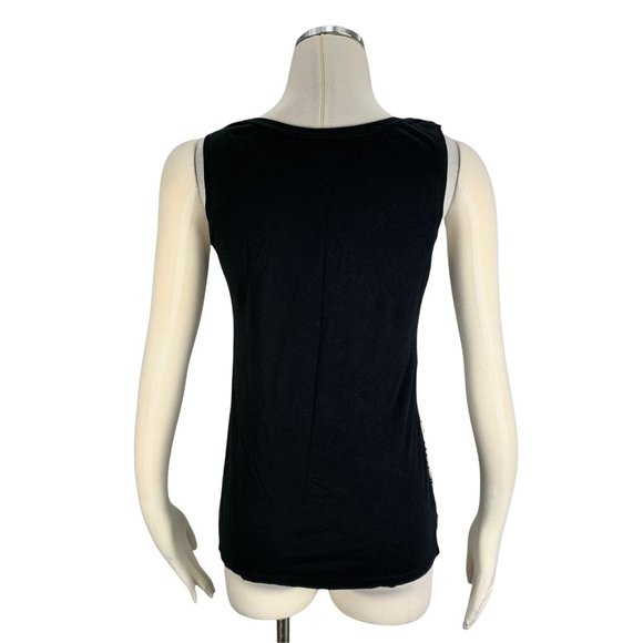 LOFT Small Tank Top Black White Beaded Party Sleeveless Ann Taylor 2 4 6 - Picture 3 of 6